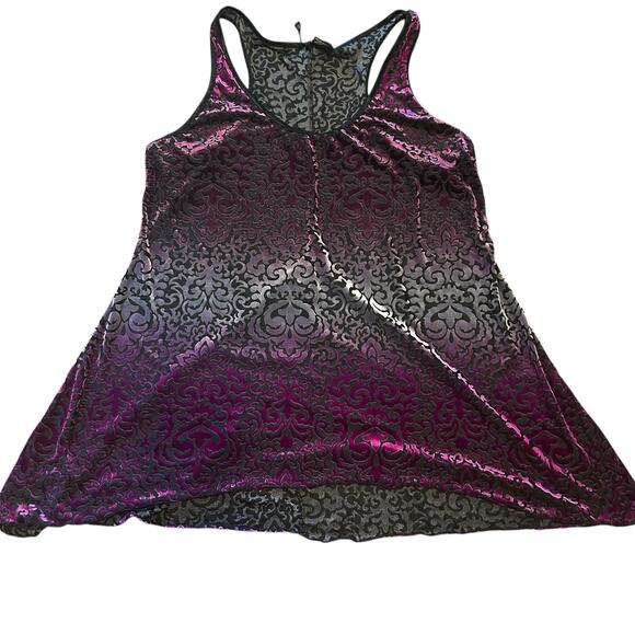 ND Tank Velvet Burnout Tank Top Raspberry Purple Women Petite XL Boho Chic Goth - Picture 2 of 8